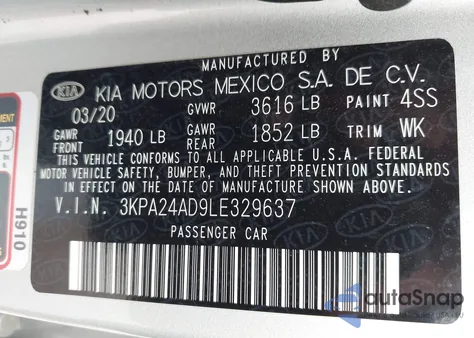 2020 Kia Rio S from USA, damaged, VIN 3KPA24AD9LE329637